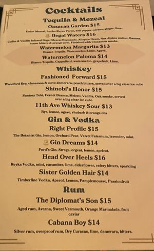 Cocktails   at Fortune in Portland
