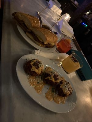 The French dip and croquettes   at Fortune in Portland