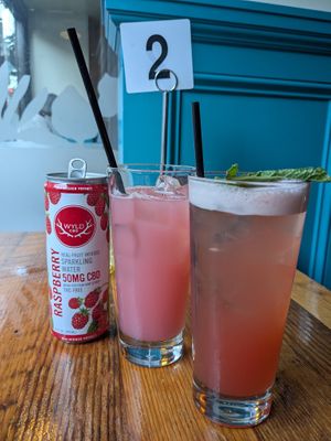 Mocktail and CBD sparkling water at Fortune in Portland