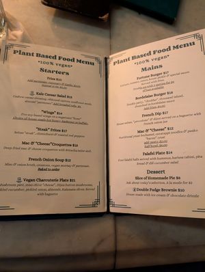 Menu at Fortune in Portland