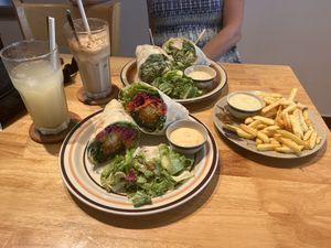 Wraps with Milk tea and ginger ale. Yum  at Phyto Bistro in Nha Trang