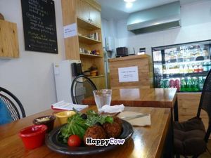 Falafel salad, and the desktop at Jack's Bean in Seoul