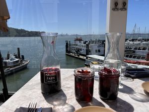 Pitcher of red sangria  at Malibu Farm Tiburon in Tiburon
