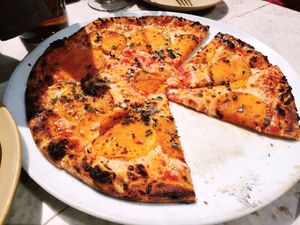 Vegan Butternut Squash Pizza with miyoko's mozzarella at Malibu Farm Tiburon in Tiburon