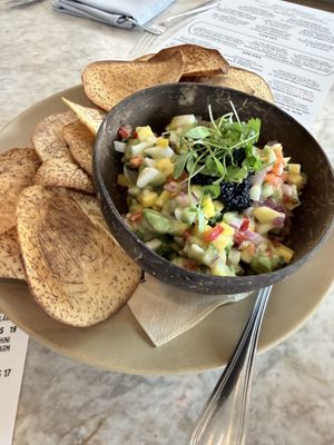 Coconut ceviche   at Malibu Farm Tiburon in Tiburon