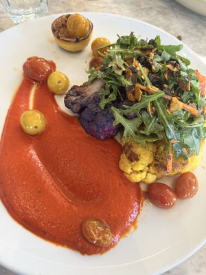 Roasted cauliflower steak   at Malibu Farm Tiburon in Tiburon
