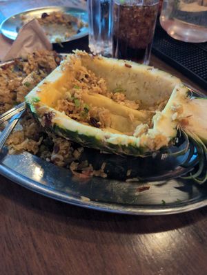 Vegan pineapple fried rice at Tee Sud Thai Rustic and Bar in Snohomish