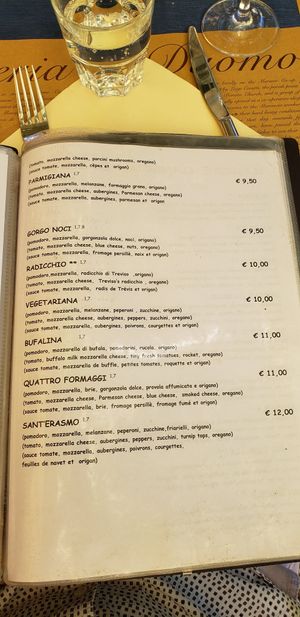 Vegetarian pizzas that can be made vegan by removing cheese (part 2) at Osteria Al Duomo in Venice