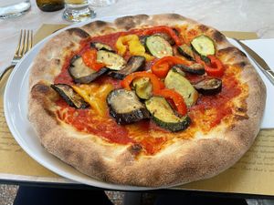 Pizza vegetariana ordered without cheese.   at Osteria Al Duomo in Venice