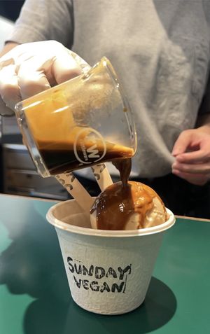 This vegan affogato, was amazing. We got the Latte & Chocolate vegan ice cream to accompany the espresso.  at Sunday Vegan in Tokyo