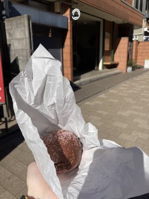 Chocolate Strawberry cream donut  at Sunday Vegan in Tokyo
