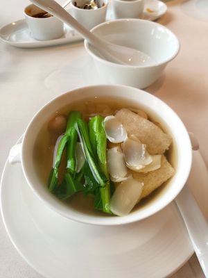 Double boiled vegetable soup at Lung King Heen in Hong Kong Island