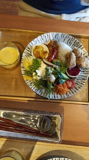 ירקות, פתיתי סויה, סויה מטוגנת at Coco Hana in Kyoto