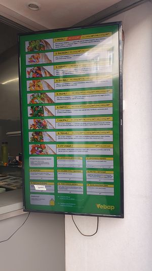 The menu at Vebap in Warsaw