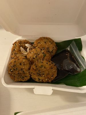 The tofu cakes are amazing   at Sweet Sisters Cafe in Koh Samui