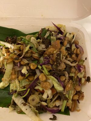 Burmese tea leaf salad.  Sooo good!  at Sweet Sisters Cafe in Koh Samui