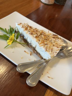 Coconut cake (it’s a raw cake so expect it to be partly frozen. that‘s the idea)  at Sweet Sisters Cafe in Koh Samui