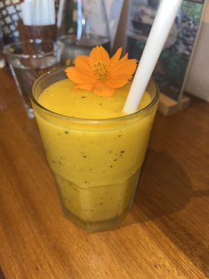 Passionfruit and mango smoothie  at Sweet Sisters Cafe in Koh Samui