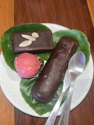 Marzipan chocolate, raspberry truffle & Twix  at Sweet Sisters Cafe in Koh Samui