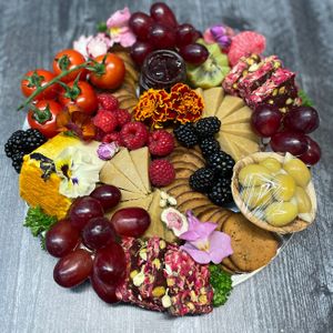 Small vegan charcuterie board at Green Wolf Foods in Campbell