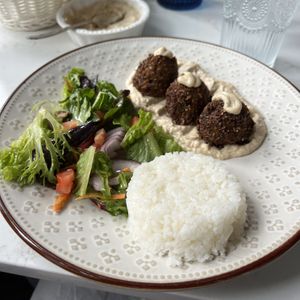 falafel lunch plate  at Mimoza Mediterranean Restaurant in San Diego