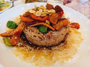 Yam Basket Kung Po Hedgehog Mushrooms (Vegetarian) at Treasure Oasis Vegetarian Restaurant - 意素轩 in Kuala Lumpur