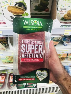 Vegan salami  at Carrefour Market  in Pompei