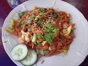 Flat noodles medium at Taman Negara Floating Restaurant in Pahang