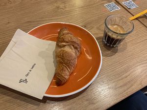  Vegan croissant and espresso  at ZEITGEIST Café in Lyon