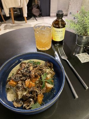 Savory waffle and kombucha   at ZEITGEIST Café in Lyon