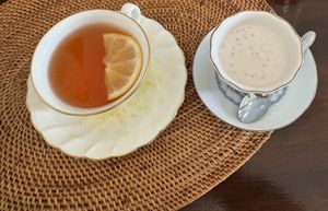 Sri Lankan tea and tapioca sweet  at Yam Kitchen in Miyazaki