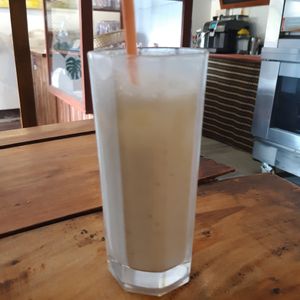 Lassi with coconut almond milk at Sami Croissant in Lalitpur