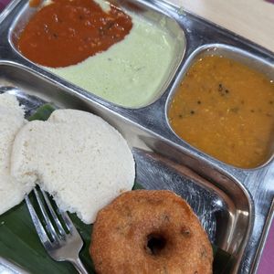 Vada and Idli with sambar and chutney    at BLR Bar & Curry in Morrisville