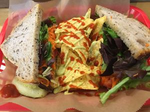 ";chuna"; sammie  at VO2 Vegan Cafe in Cambridge