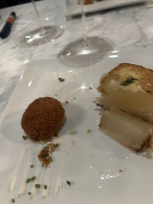 Potato croquette and another potato delish  at Maiden: Fine Plants & Spirits in Fort Worth