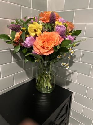 Flowers in the restroom   at Maiden: Fine Plants & Spirits in Fort Worth