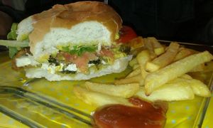 Hamburguesa con papas at Vegan Bunker in Santiago