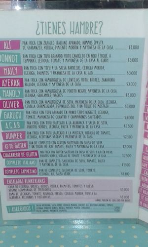 el menú  at Vegan Bunker in Santiago