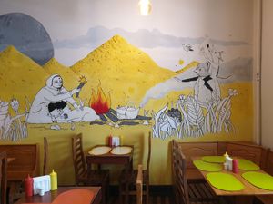 Lovely decor at Vegan Bunker in Santiago