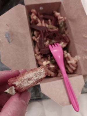 Nugget cross section at Dirty Vegan Burgers by Taster  in East London