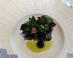 Hen of the Woods main course at Eden in Banff