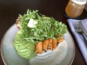 Smoked salmon salad   at Petiole Cafe in Janabiyah