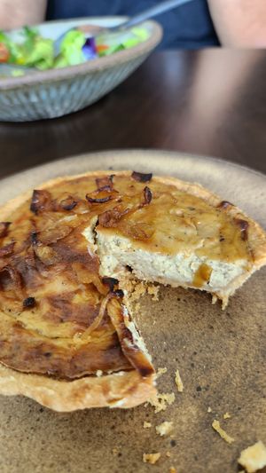 Caramelised onion quiche at Petiole Cafe in Janabiyah