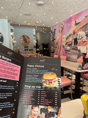 Vegan burger choices  at Stacys' Diner in Copenhagen