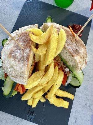 Vegan burger  at Adega do Compadre in Santana