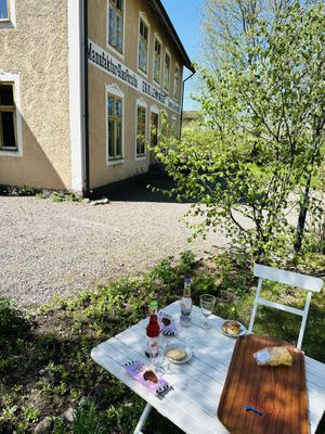 Outside garden  at Levanders Lanthandelsmuséum in Holsbybrunn