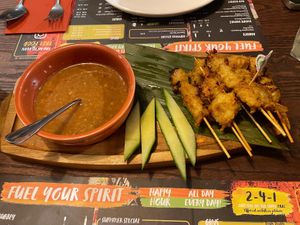Vegan satay sharing sticks  at Banana Tree - Covent Garden in London