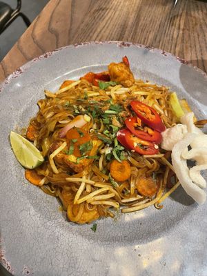 Vegan pad thai no peanuts  at Banana Tree - Covent Garden in London