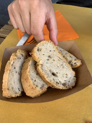Free bread- warm and tasty  at 4 Amici al Bar in Livorno