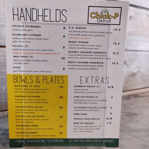 Menu at Chickp Detroit in Detroit